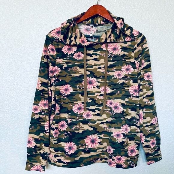 Floral Camo Camouflage Lightweight Lounge Hoodie - Picture 1 of 7